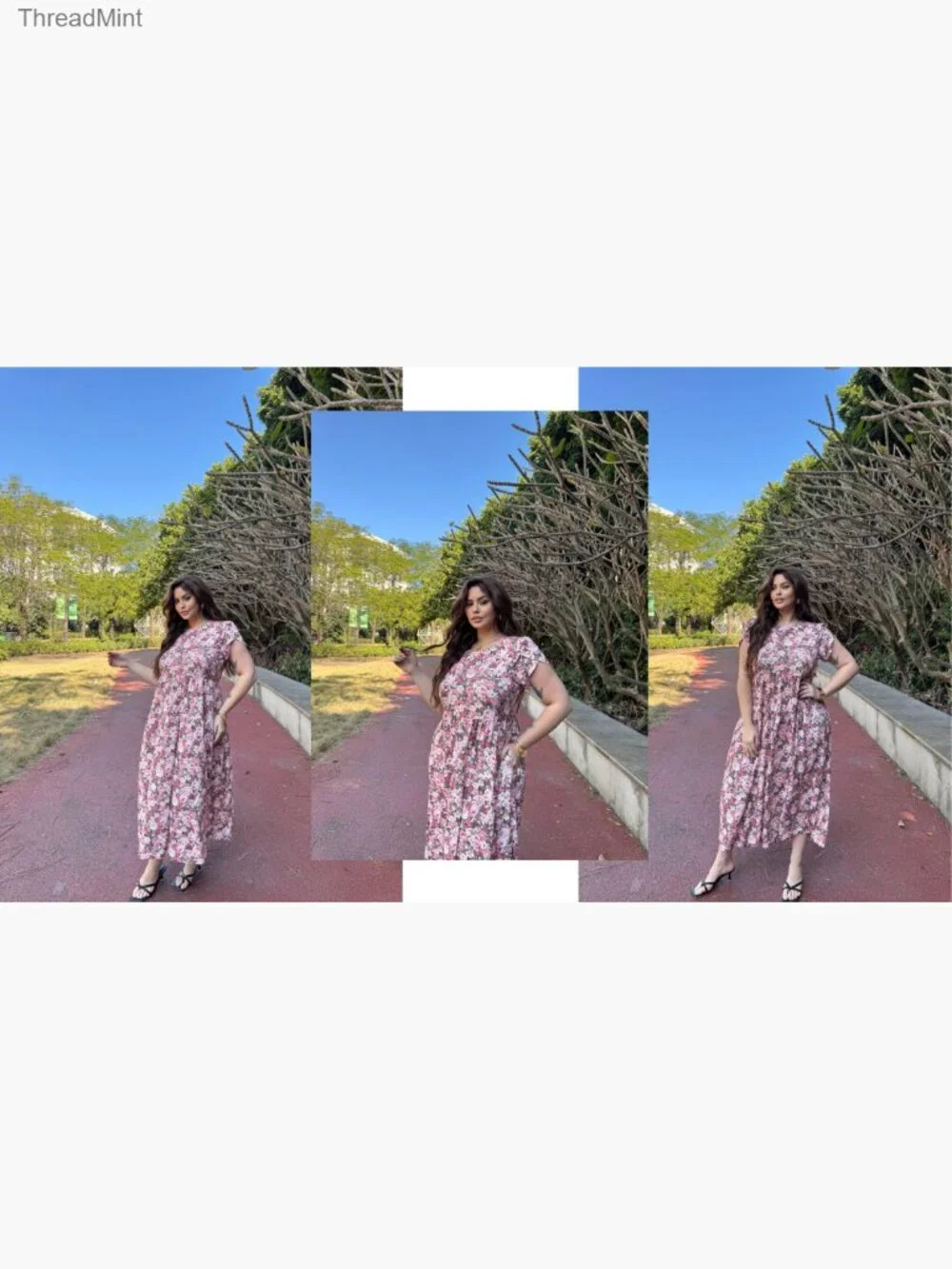 Bohemian Floral Maxi Dress - Short Sleeve Flowy Casual Beach Sundress - Picture 6 of 7